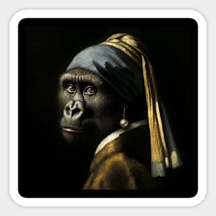 Wildlife Conservation - Pearl Earring Gorilla Meme Sticker